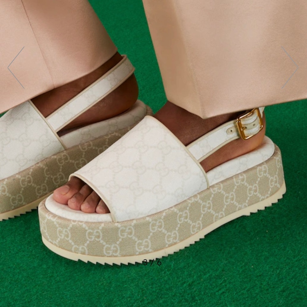 Gucci GG platform sandals ivory white size 41